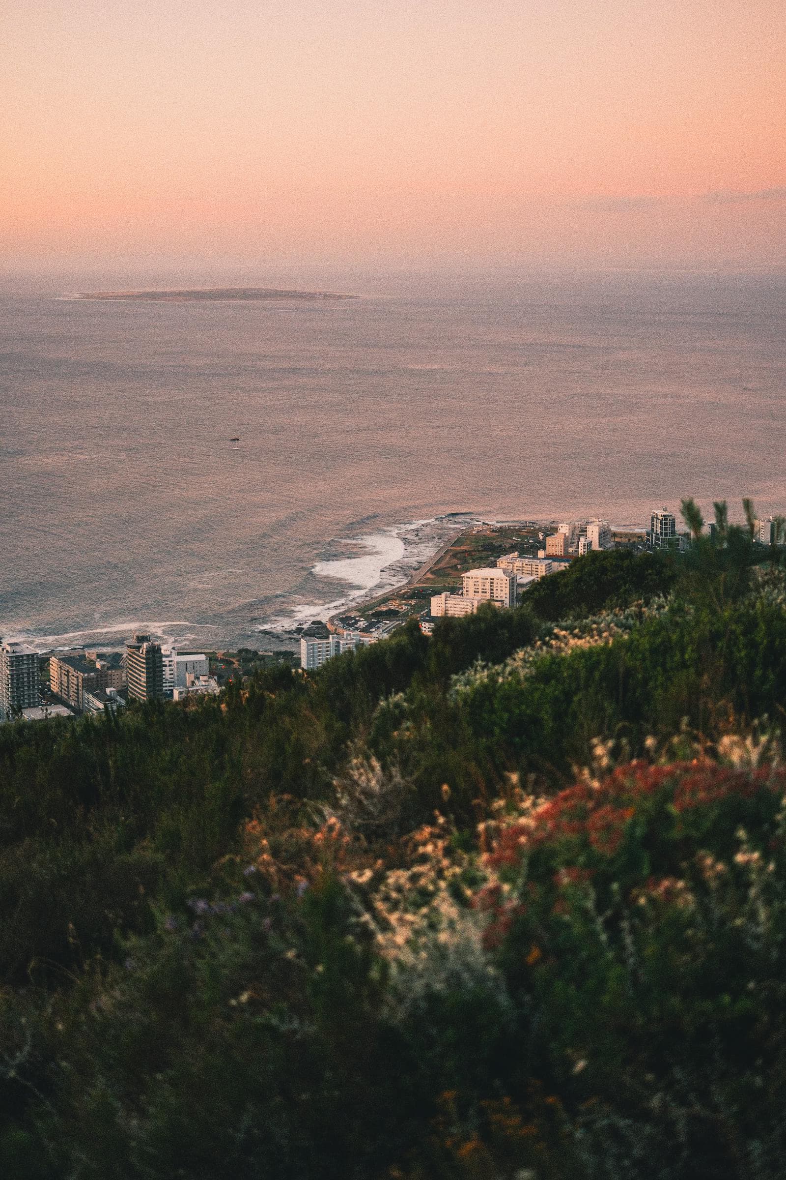 Sea Point coastline at sunset in Cape Town